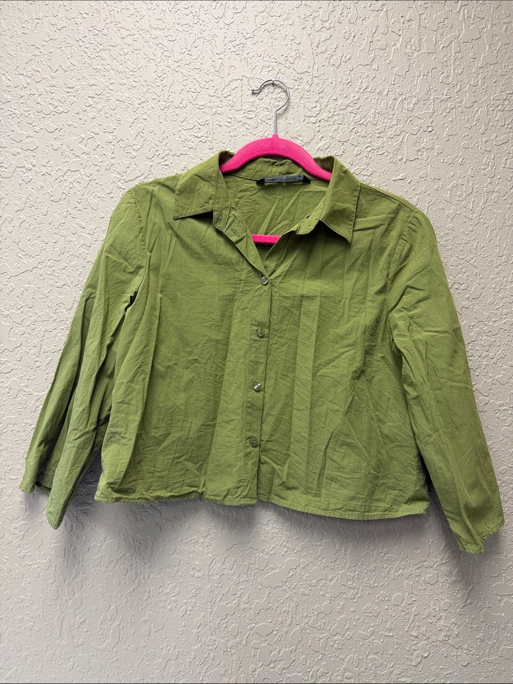 Zara Women's medium Cropped Olive Green Button-Down Women's Shirt